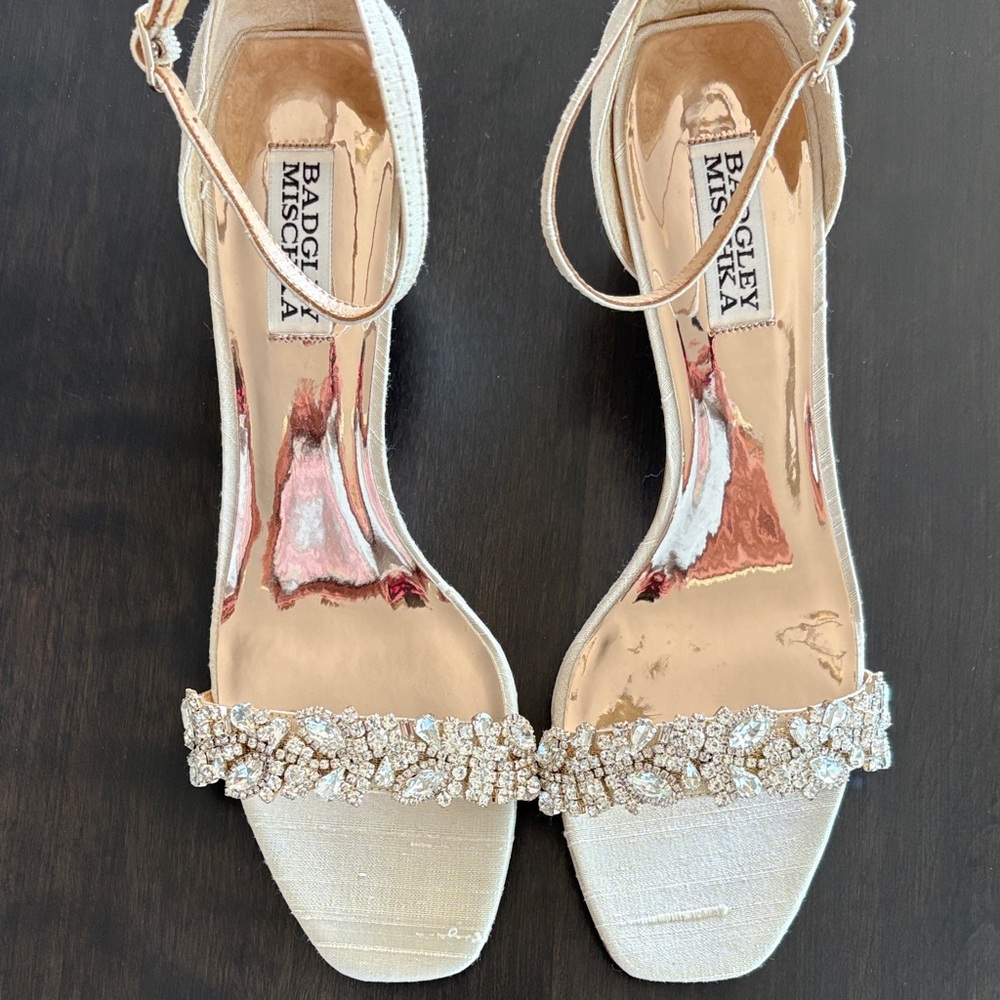 Badgley Mischka Ivory Embellished Heels